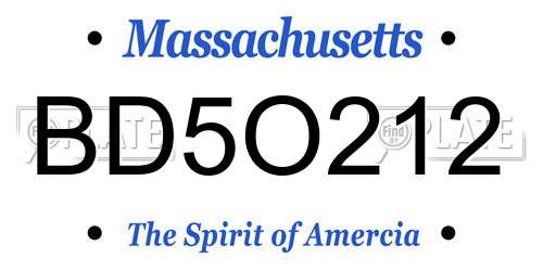 BD5O212 Massachusetts License Plate