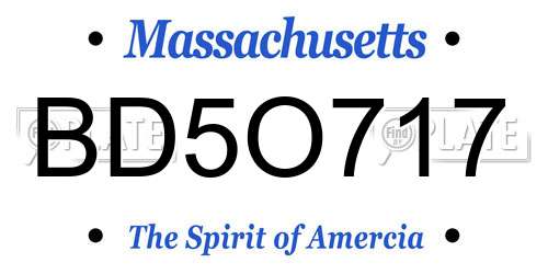 BD5O717 Massachusetts License Plate