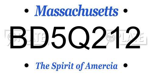 BD5Q212 Massachusetts License Plate