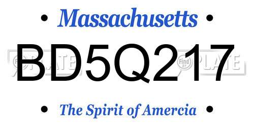 BD5Q217 Massachusetts License Plate