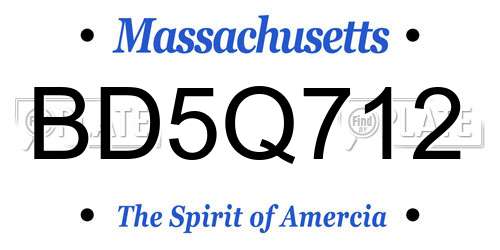 BD5Q712 Massachusetts License Plate