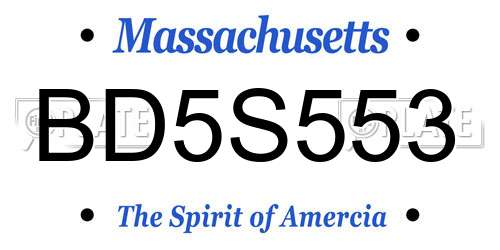BD5S553 Massachusetts License Plate