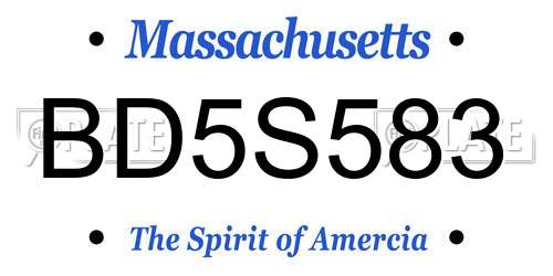 BD5S583 Massachusetts License Plate