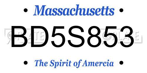 BD5S853 Massachusetts License Plate