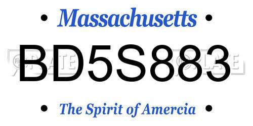 BD5S883 Massachusetts License Plate