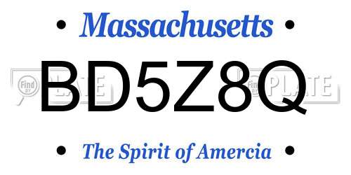 BD5Z8Q Massachusetts License Plate