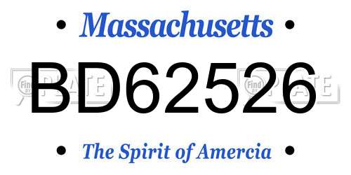 BD62526 Massachusetts License Plate