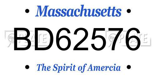 BD62576 Massachusetts License Plate