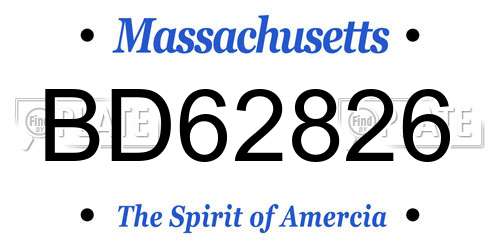 BD62826 Massachusetts License Plate