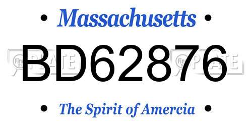 BD62876 Massachusetts License Plate