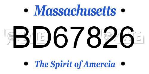 BD67826 Massachusetts License Plate