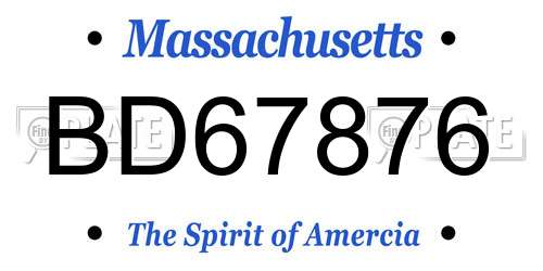 BD67876 Massachusetts License Plate