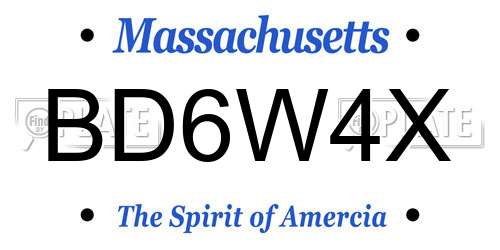BD6W4X Massachusetts License Plate