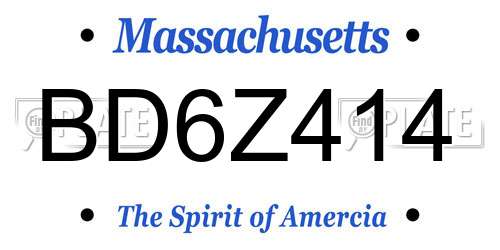 BD6Z414 Massachusetts License Plate