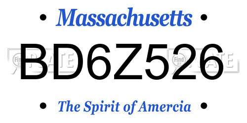 BD6Z526 Massachusetts License Plate