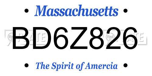 BD6Z826 Massachusetts License Plate
