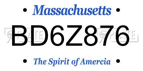 BD6Z876 Massachusetts License Plate