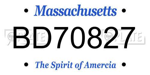 BD70827 Massachusetts License Plate