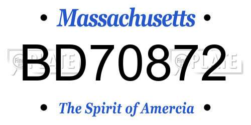 BD70872 Massachusetts License Plate