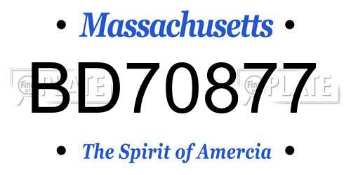 BD70877 Massachusetts License Plate