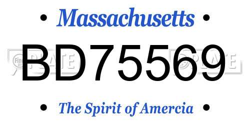 BD75569 Massachusetts License Plate