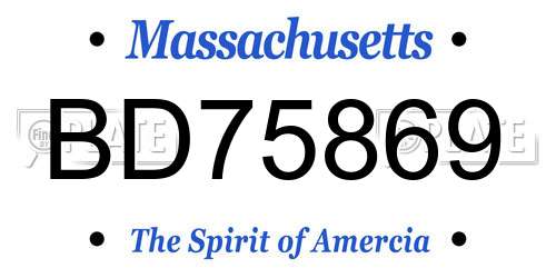 BD75869 Massachusetts License Plate