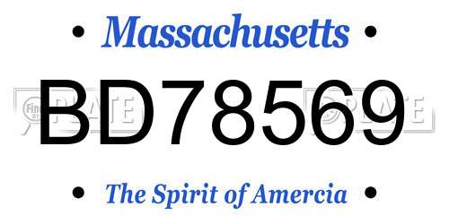 BD78569 Massachusetts License Plate