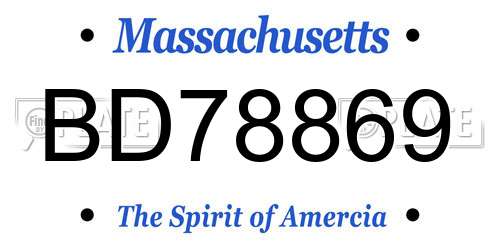 BD78869 Massachusetts License Plate