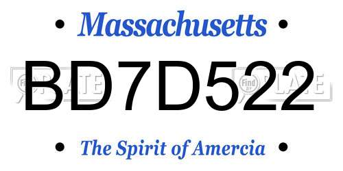 BD7D522 Massachusetts License Plate