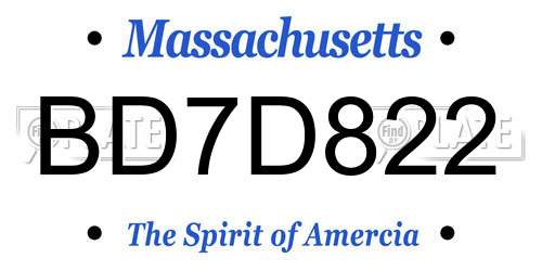 BD7D822 Massachusetts License Plate