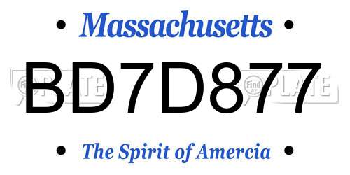 BD7D877 Massachusetts License Plate