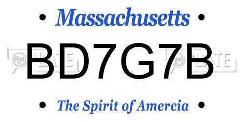 BD7G7B Massachusetts License Plate