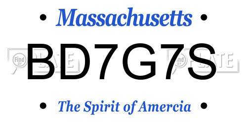 BD7G7S Massachusetts License Plate