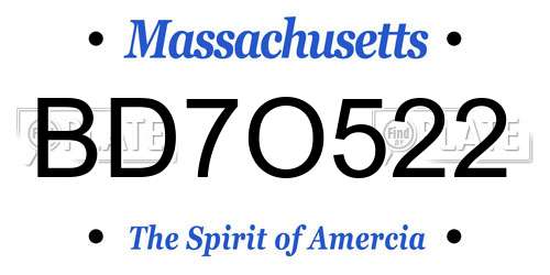 BD7O522 Massachusetts License Plate