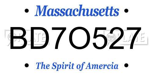BD7O527 Massachusetts License Plate