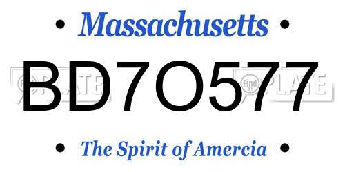 BD7O577 Massachusetts License Plate