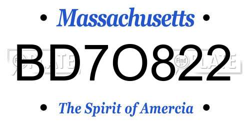 BD7O822 Massachusetts License Plate
