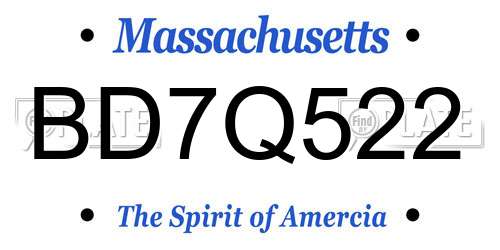 BD7Q522 Massachusetts License Plate