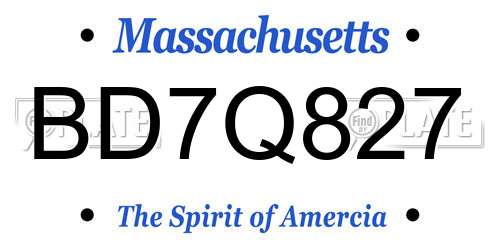 BD7Q827 Massachusetts License Plate