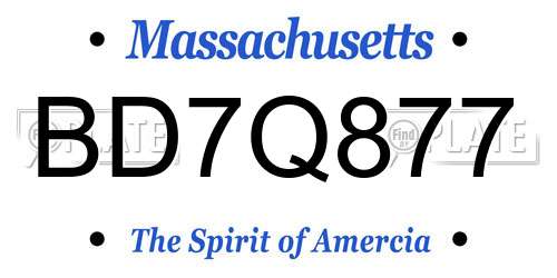 BD7Q877 Massachusetts License Plate