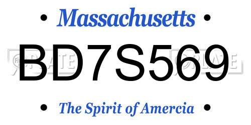BD7S569 Massachusetts License Plate