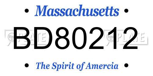 BD80212 Massachusetts License Plate
