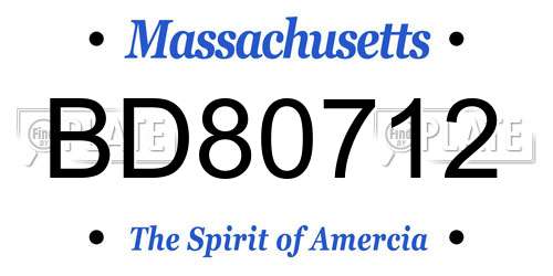 BD80712 Massachusetts License Plate