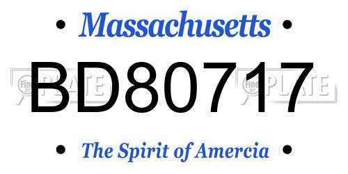 BD80717 Massachusetts License Plate