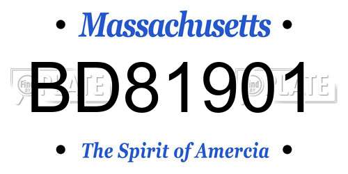 BD81901 Massachusetts License Plate