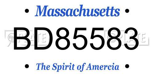 BD85583 Massachusetts License Plate