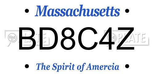 BD8C4Z Massachusetts License Plate