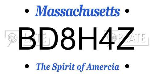 BD8H4Z Massachusetts License Plate