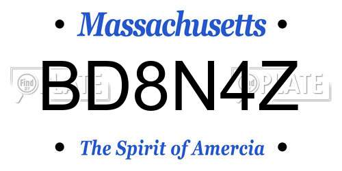 BD8N4Z Massachusetts License Plate
