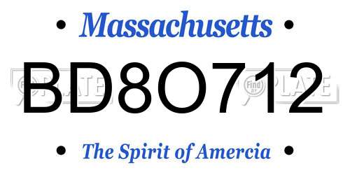 BD8O712 Massachusetts License Plate